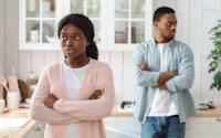 Marriage crisis young african american spouses ignoring each other after argue 2654326643